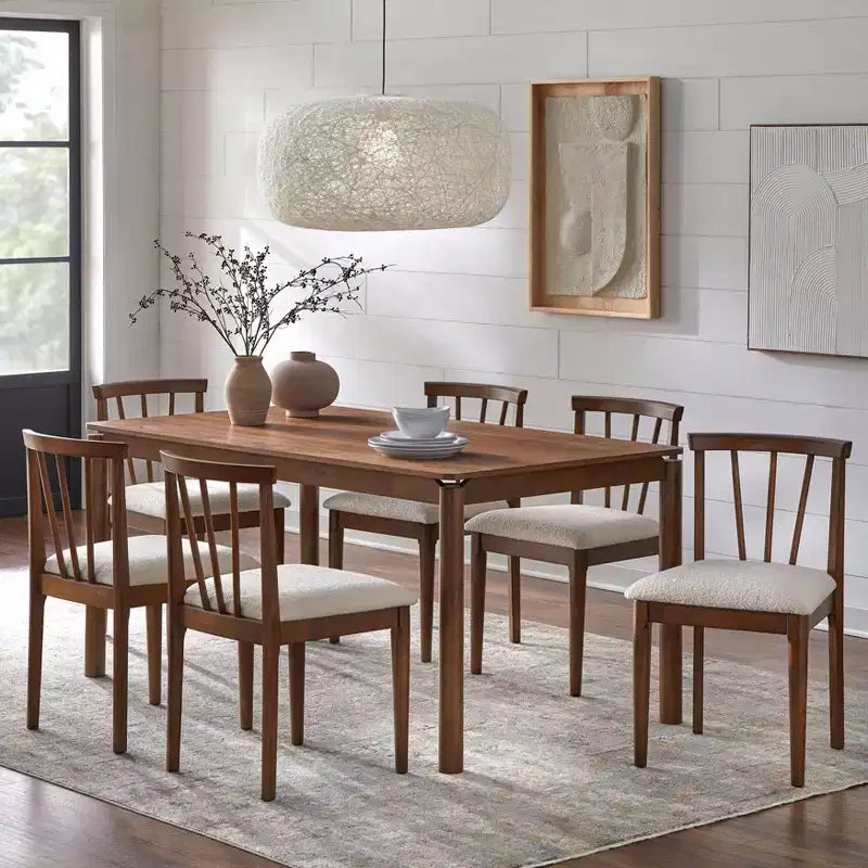 Lifestorey Rochester Set pranzo moderno 7 pz beige/noce