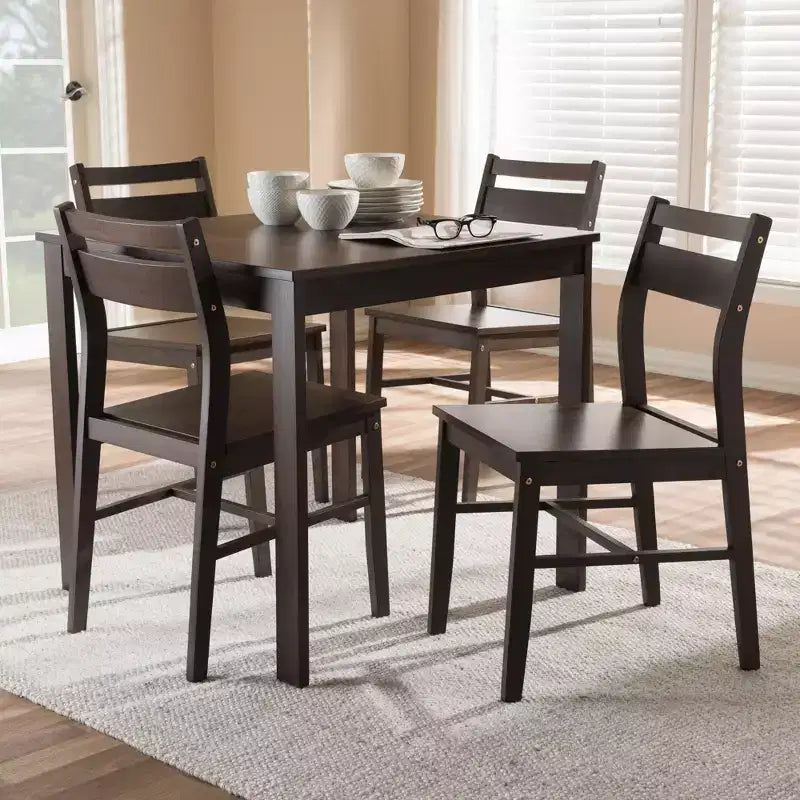 Set da pranzo 5 pezzi Lovy moderno e contemporaneo con finitura noce marrone scuro - Baxton Studio