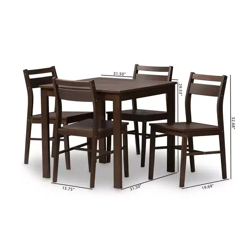 Set da pranzo 5 pezzi Lovy moderno e contemporaneo con finitura noce marrone scuro - Baxton Studio