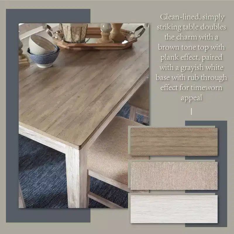 Signature Design by Ashley Set di 7 Skempton Set da Pranzo Tavolo Marrone Chiaro: Moderno Rettangolare 6 Posti Fisso