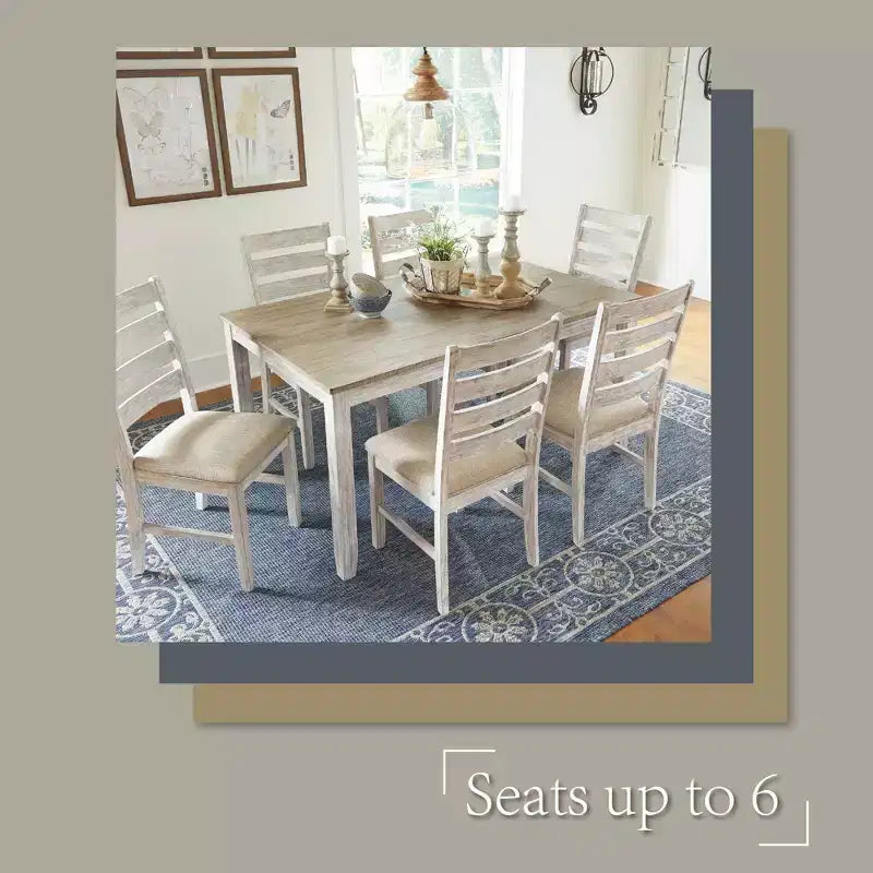 Signature Design by Ashley Set di 7 Skempton Set da Pranzo Tavolo Marrone Chiaro: Moderno Rettangolare 6 Posti Fisso