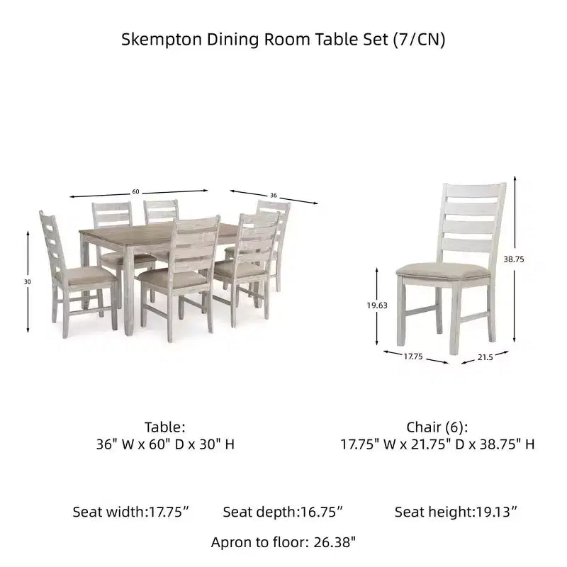 Signature Design by Ashley Set di 7 Skempton Set da Pranzo Tavolo Marrone Chiaro: Moderno Rettangolare 6 Posti Fisso