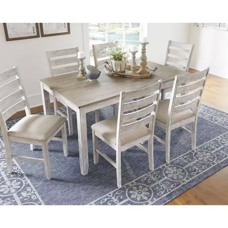 Signature Design by Ashley Set di 7 Skempton Set da Pranzo Tavolo Marrone Chiaro: Moderno Rettangolare 6 Posti Fisso