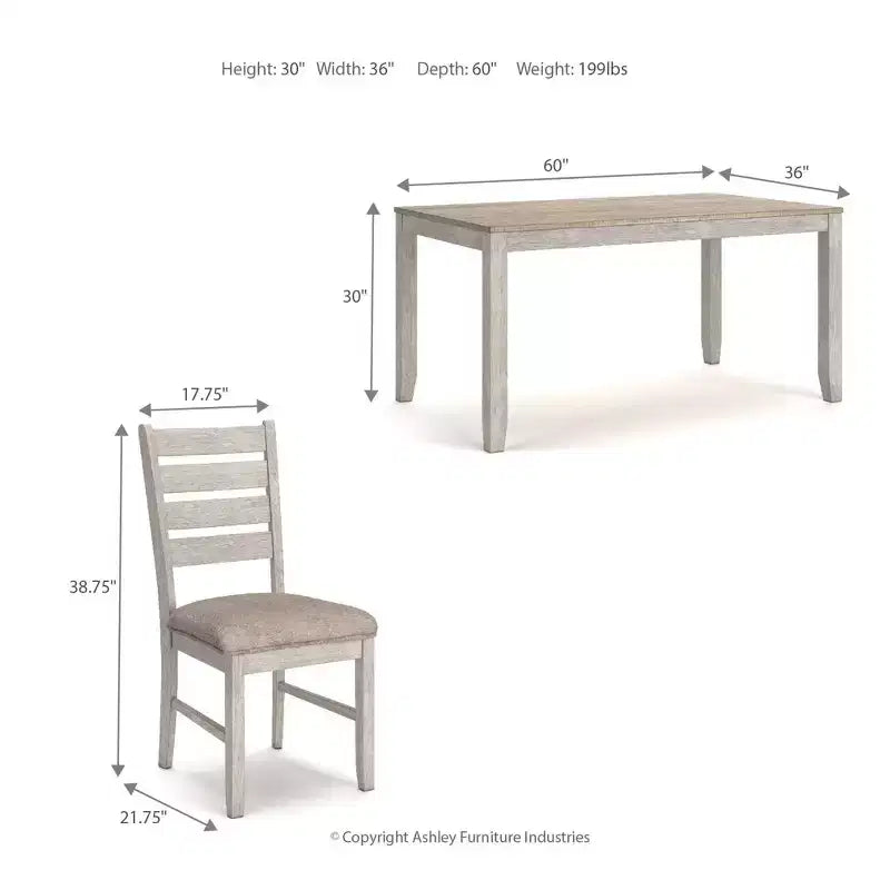 Signature Design by Ashley Set di 7 Skempton Set da Pranzo Tavolo Marrone Chiaro: Moderno Rettangolare 6 Posti Fisso