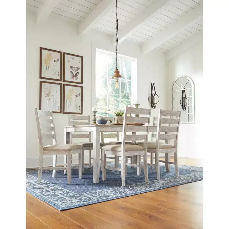 Signature Design by Ashley Set di 7 Skempton Set da Pranzo Tavolo Marrone Chiaro: Moderno Rettangolare 6 Posti Fisso