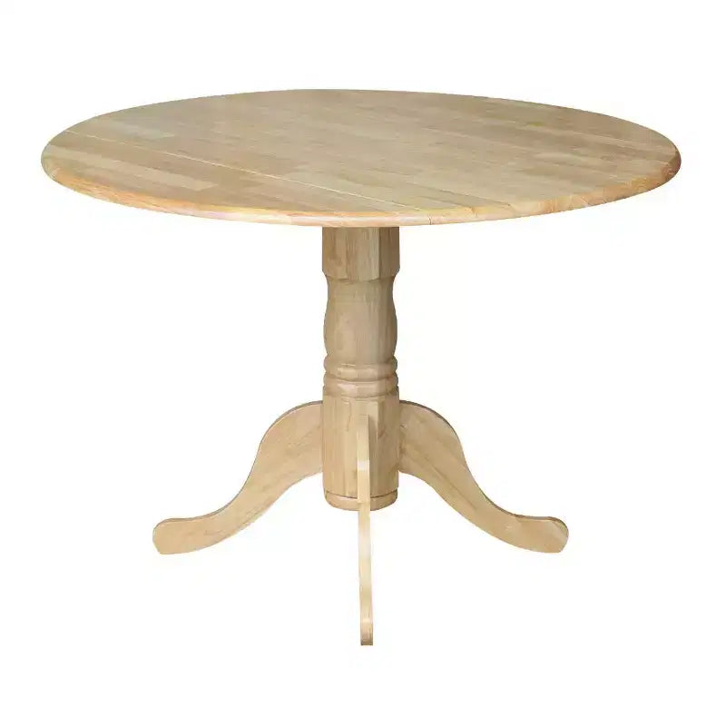 Set da pranzo 42" Dual Table con 2 sedie Windsor Naturale - International Concepts: 3 pezzi rotondi in legno duro, base a piedistallo