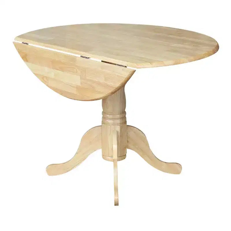 Set da pranzo 42" Dual Table con 2 sedie Windsor Naturale - International Concepts: 3 pezzi rotondi in legno duro, base a piedistallo