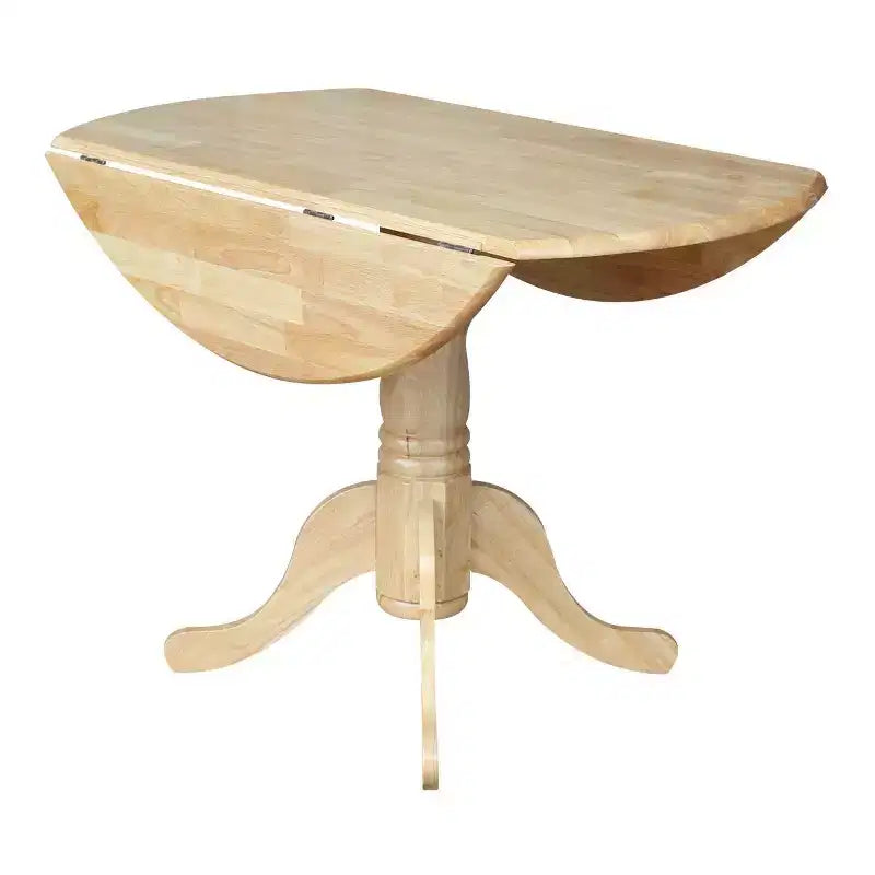 Set da pranzo 42" Dual Table con 2 sedie Windsor Naturale - International Concepts: 3 pezzi rotondi in legno duro, base a piedistallo