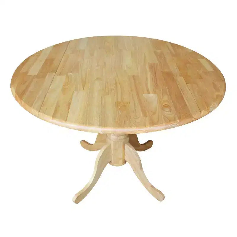 Set da pranzo 42" Dual Table con 2 sedie Windsor Naturale - International Concepts: 3 pezzi rotondi in legno duro, base a piedistallo