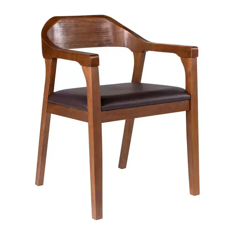 Set da 7 pezzi Rasmus con tavolo allungabile e poltroncine Castagno - Boraam: Legno di acacia, Sedie in ecopelle