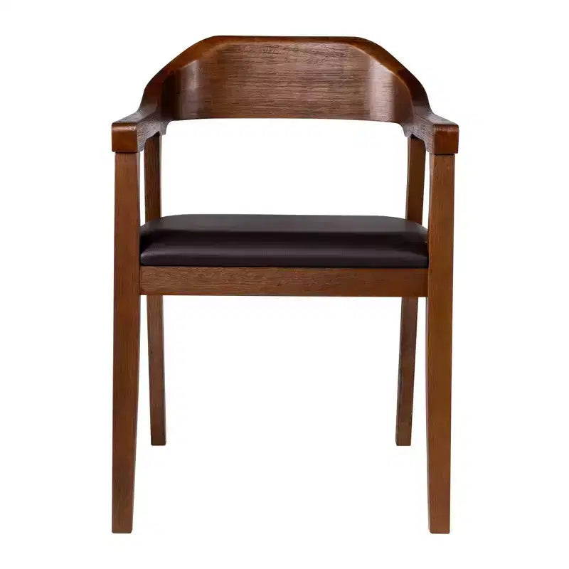 Set da 7 pezzi Rasmus con tavolo allungabile e poltroncine Castagno - Boraam: Legno di acacia, Sedie in ecopelle