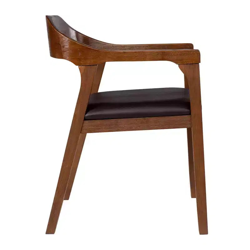 Set da 7 pezzi Rasmus con tavolo allungabile e poltroncine Castagno - Boraam: Legno di acacia, Sedie in ecopelle