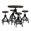 Powell 5pc Tormo Adjustable Round Counter Height Barstool Dining Set Gray