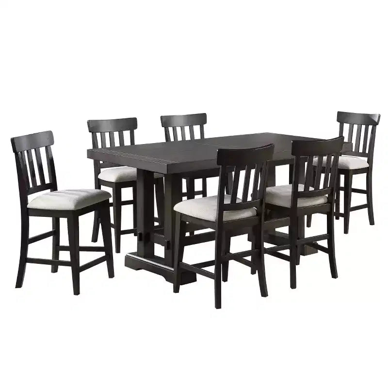 7pc Napa Counter Height Dining Set Dusky Cedar - Steve Silver Co.: Expandable, Farmhouse Style, Seats 8-10