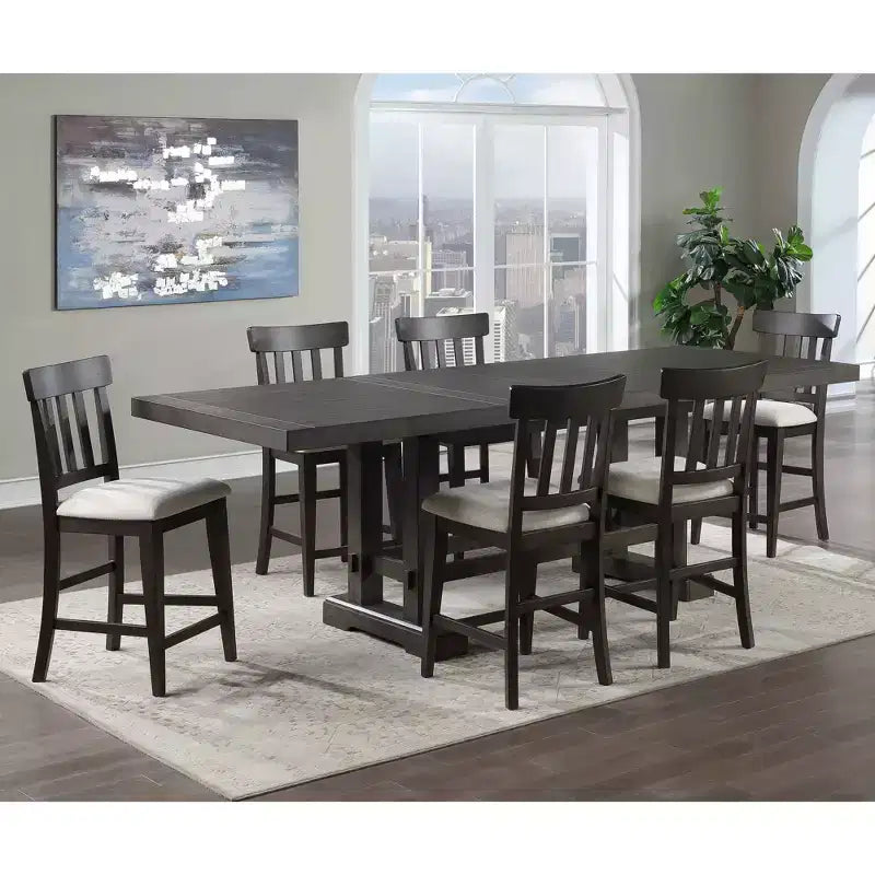 Set da pranzo da 7 pezzi Napa altezza bancone Dusky Cedar - Steve Silver Co.: Estendibile, stile rustico, 8-10 posti a sedere