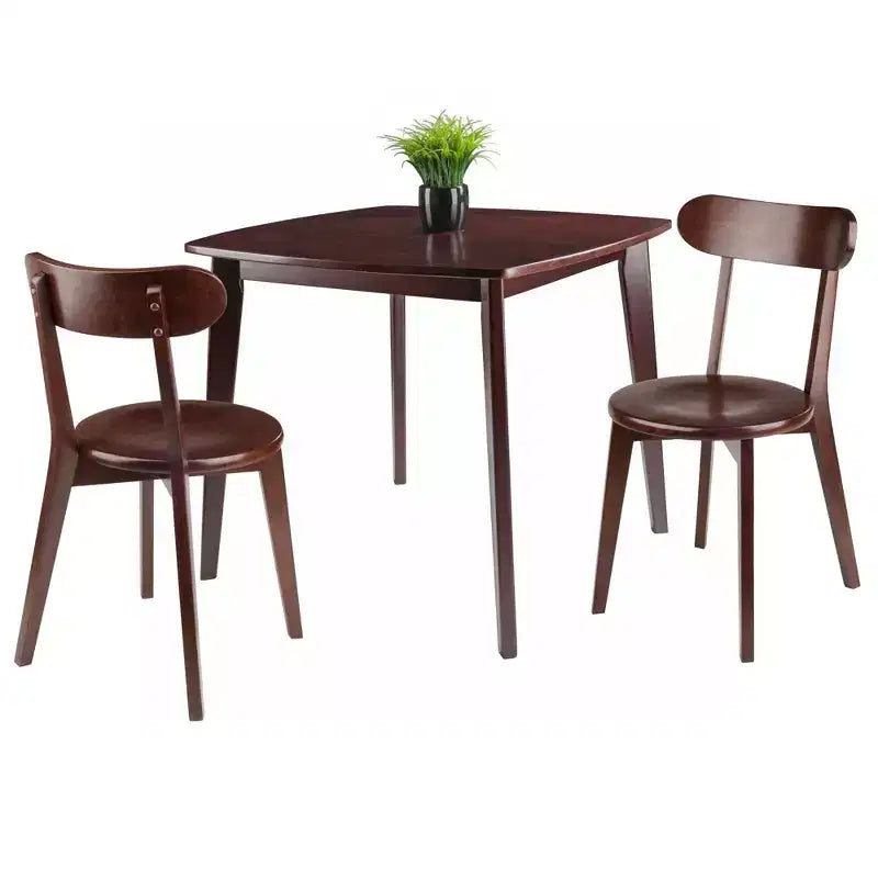 Set da pranzo Pauline 3 pz Noce - Winsome: Legno massello, Tavolo quadrato, 2 sedie