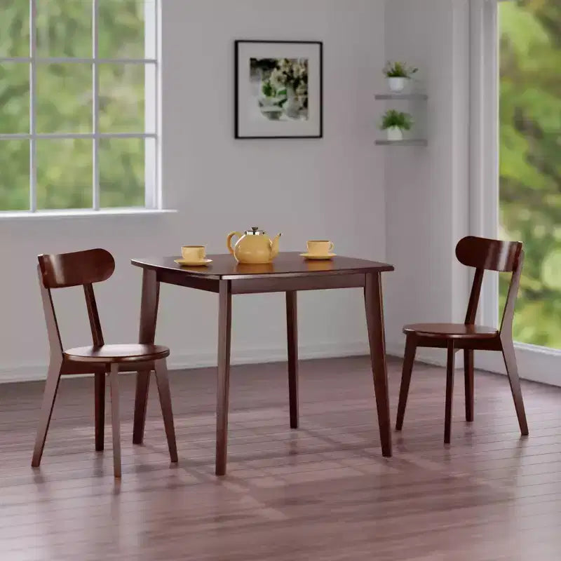 Set da pranzo Pauline 3 pz Noce - Winsome: Legno massello, Tavolo quadrato, 2 sedie