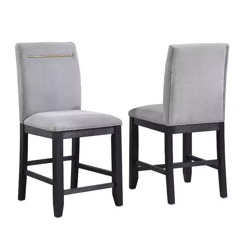 Set da pranzo alto 7 pezzi Yves con mobile contenitore, color antracite spazzolato - Steve Silver Co.