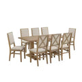 9pc Joanna Dining Set with 8 Upholstered Back Chairs Rustic Brown - Crosley