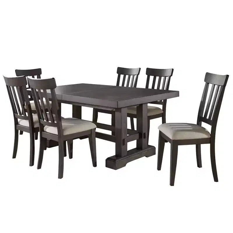 Steve Silver Co. 7pc Napa Dining Set Dusky Cedar: Rectangle Table, Upholstered Chairs, Veneer Finish