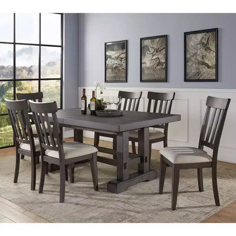 Steve Silver Co. Set da pranzo Napa 7 pz Cedro Scuro: Tavolo Rettangolare, Sedie Imbottite, Finitura Impiallacciata