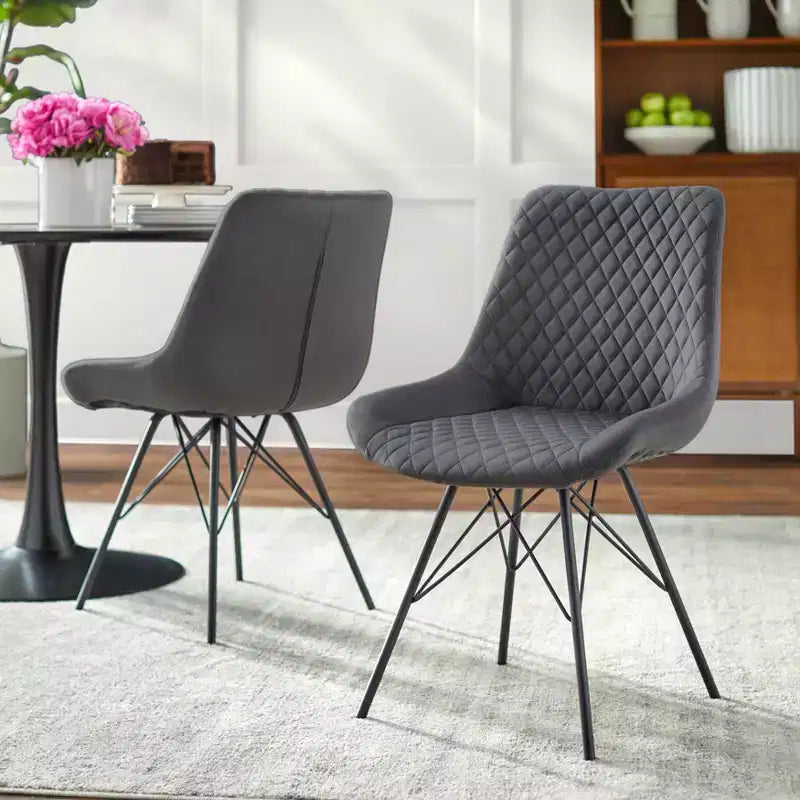 angelo:SET DA PRANZO 5pz Kavitt Noce: Sedie Moderne Imbottite, Struttura in Metallo, Tavolo con Piedistallo