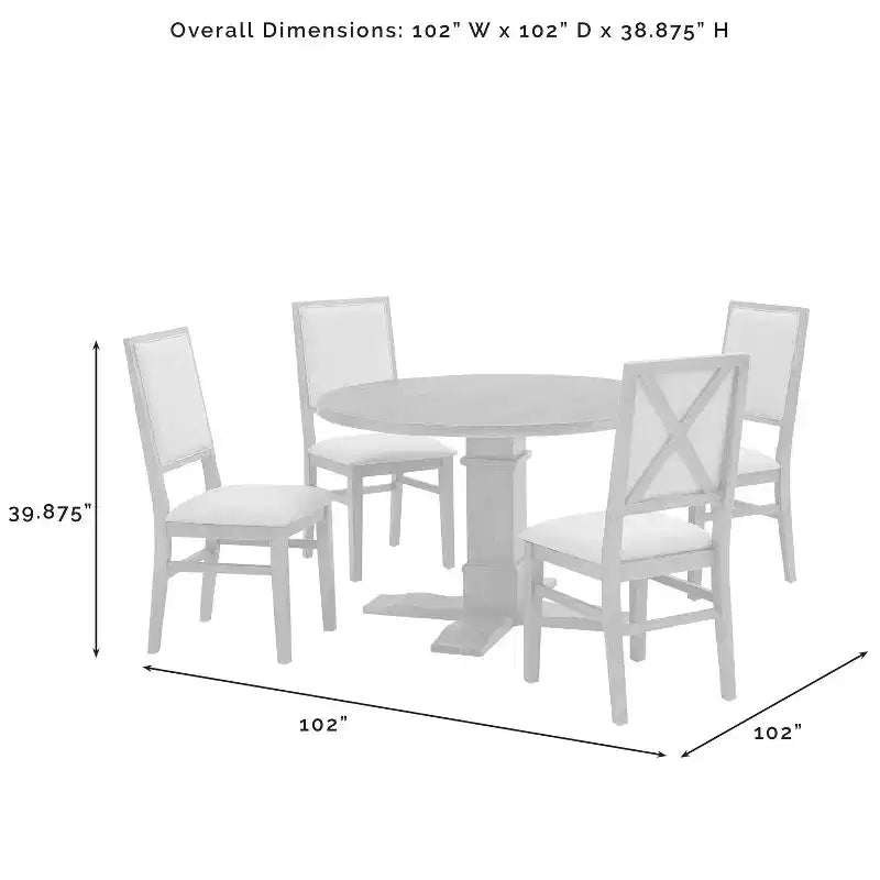 Set da pranzo rotondo Joanna 5 pezzi con 4 sedie con schienale imbottito marrone rustico - Crosley