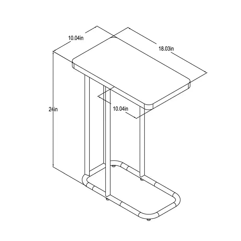 Tavolino a C con ripiano rettangolare in materiali misti legno e metallo, legno naturale - ™