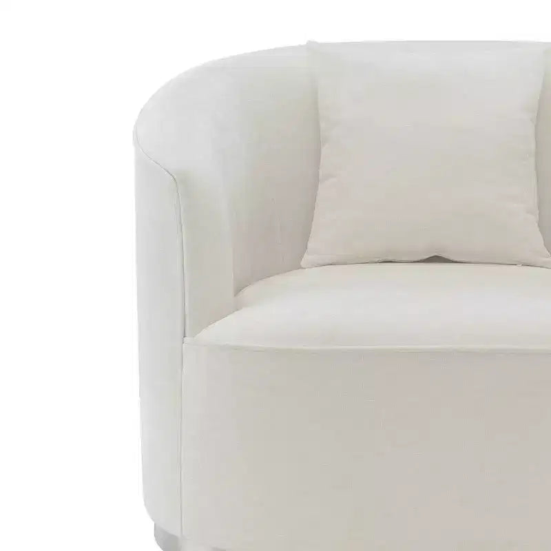 Poltrona d'accento 39" ciniglia beige: rivestimento in lino, struttura in legno, nessun montaggio richiesto