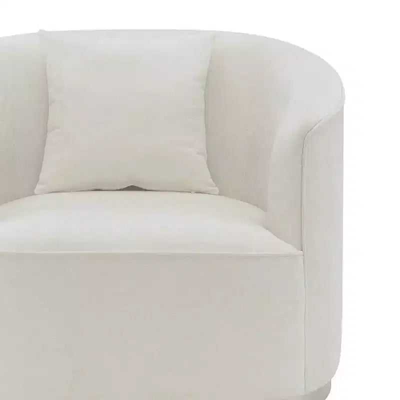 Poltrona d'accento 39" ciniglia beige: rivestimento in lino, struttura in legno, nessun montaggio richiesto