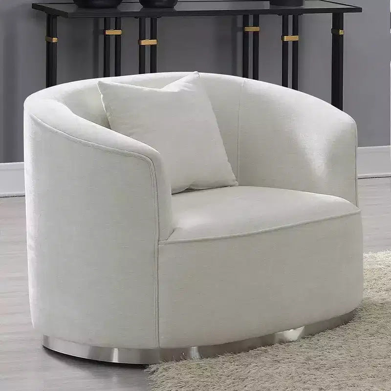 Poltrona d'accento 39" ciniglia beige: rivestimento in lino, struttura in legno, nessun montaggio richiesto