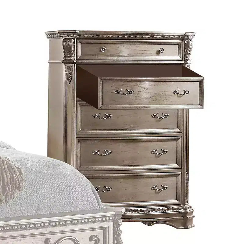 Cassettiera Northville 42" Argento Antico - : 5 cassetti in legno, guide in metallo, nessun assemblaggio richiesto