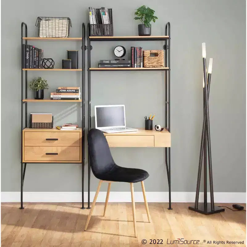 Libreria 75" in Acciaio/Legno Nero/Marrone -