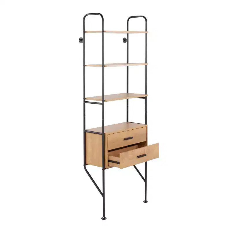 Libreria 75" in Acciaio/Legno Nero/Marrone -