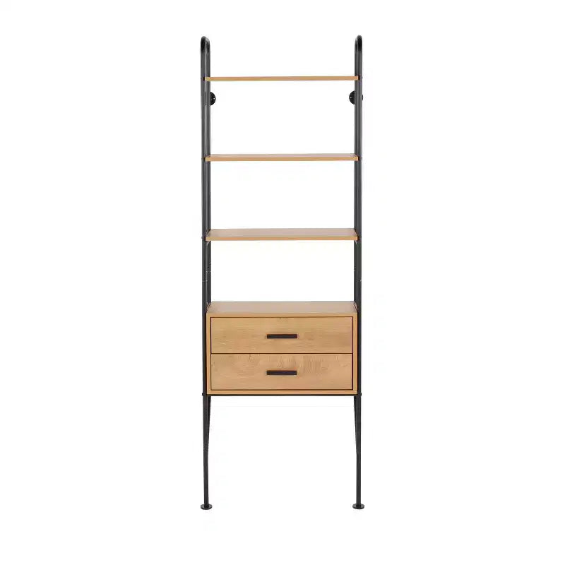 Libreria 75" in Acciaio/Legno Nero/Marrone -