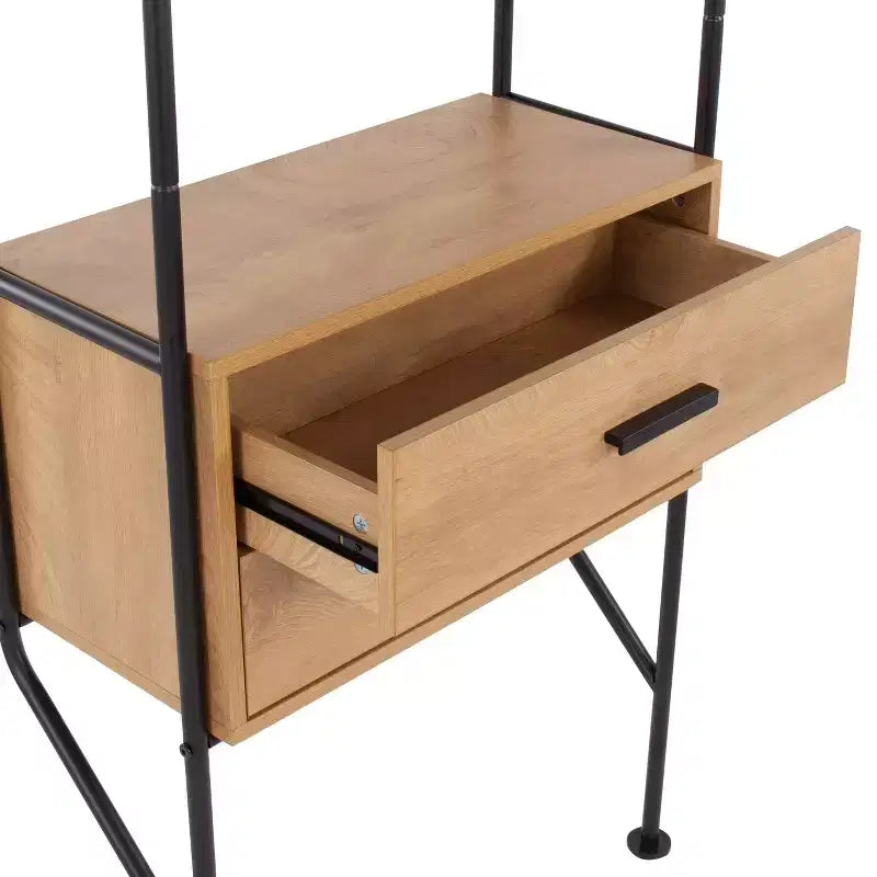 Libreria 75" in Acciaio/Legno Nero/Marrone -