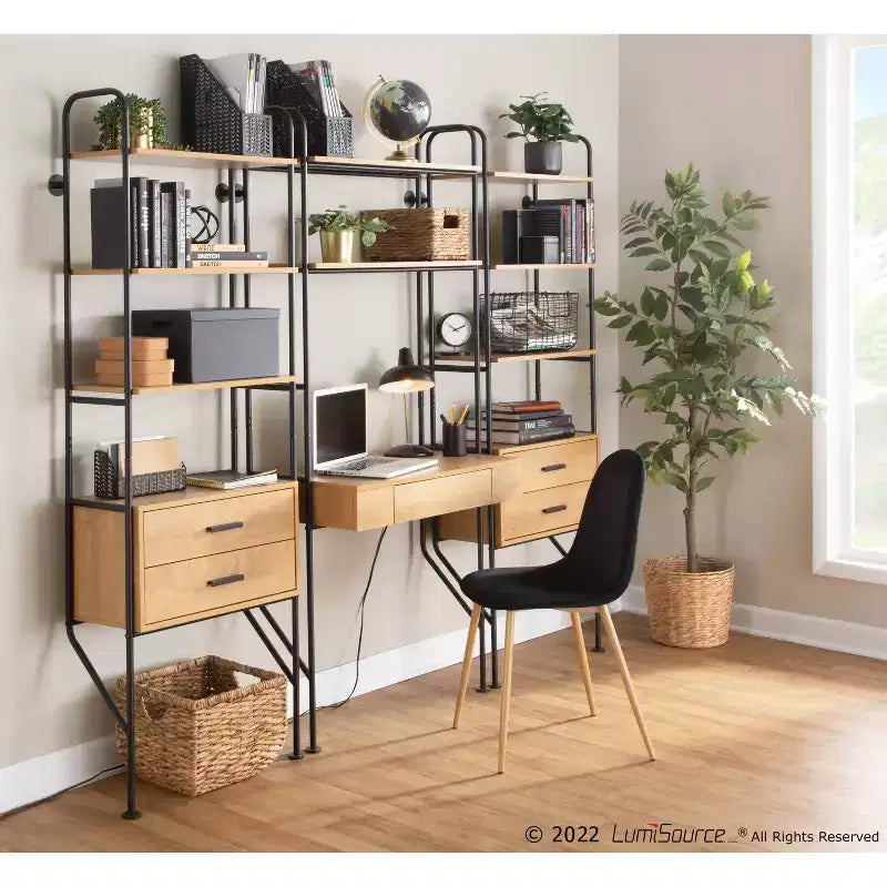 Libreria 75" in Acciaio/Legno Nero/Marrone -