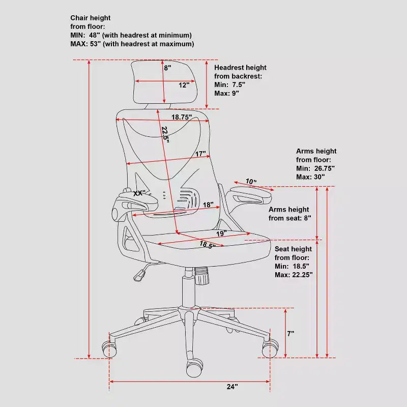 Sedia da Ufficio Ergonomica Essenziale con Poggiatesta e Supporto Lombare Nera