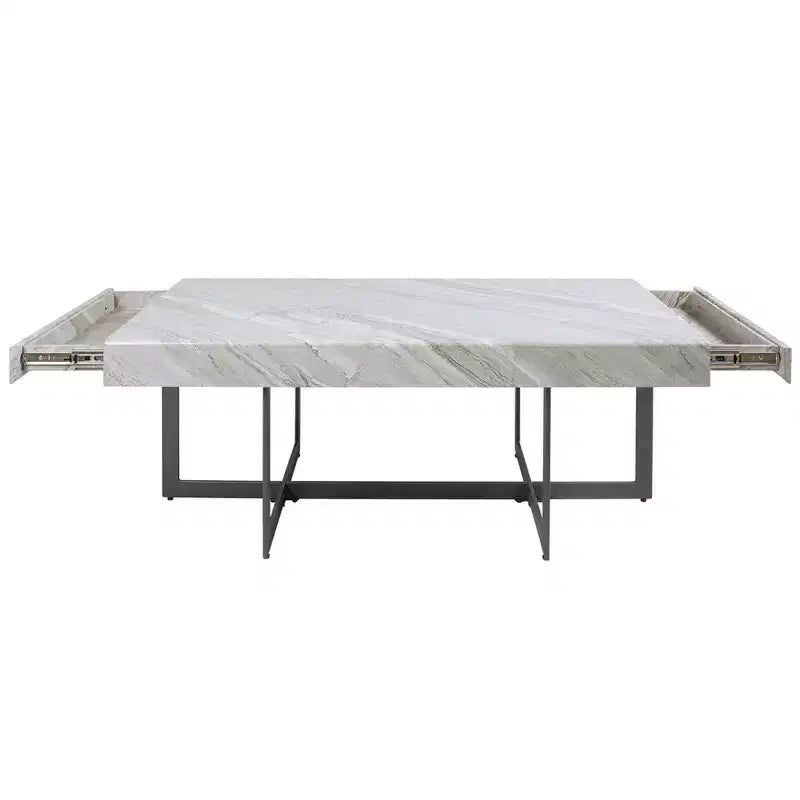 Set da 3 tavolini da caffè contemporanei Rohde con cassetti grigio/metallo color gomma -
