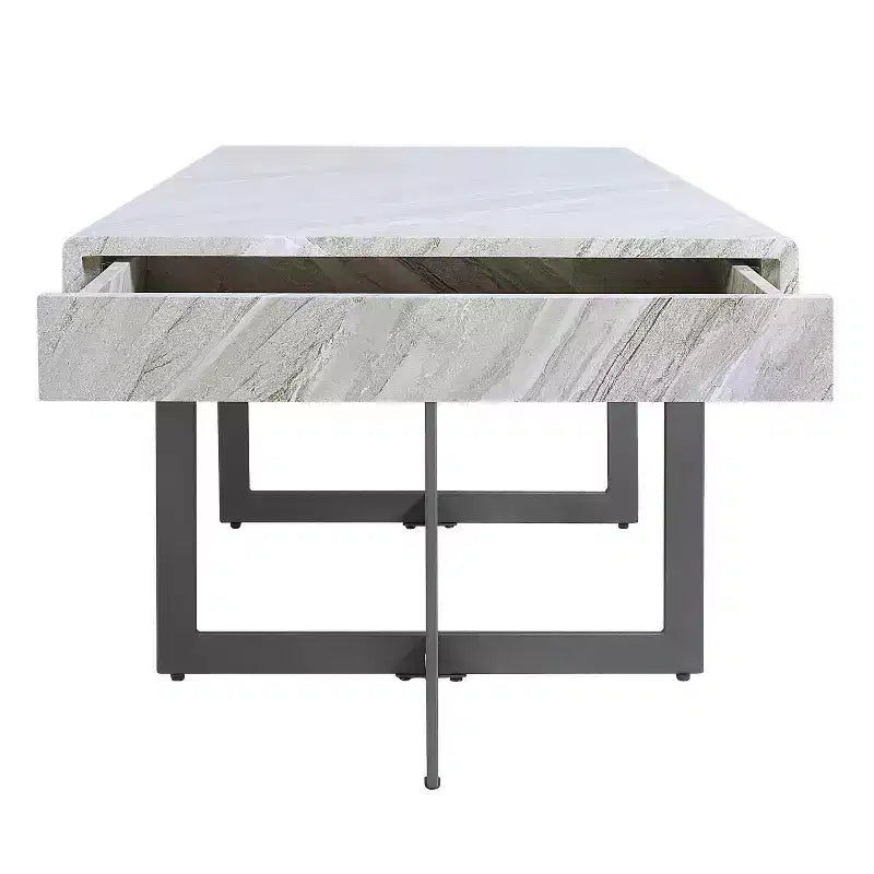 Set da 3 tavolini da caffè contemporanei Rohde con cassetti grigio/metallo color gomma -