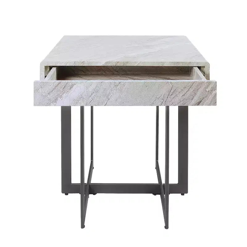 Set da 3 tavolini da caffè contemporanei Rohde con cassetti grigio/metallo color gomma -