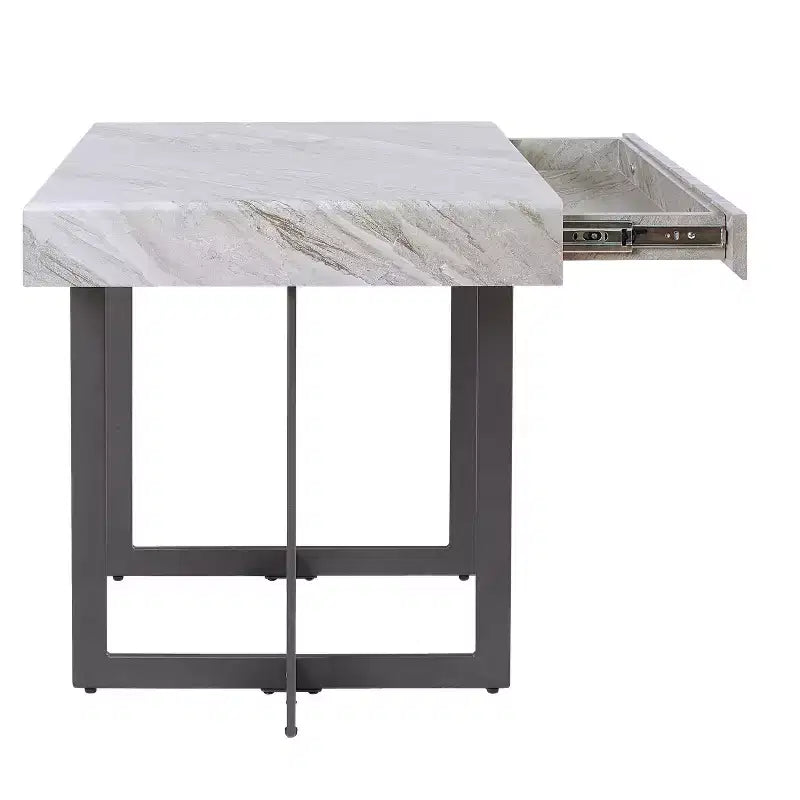 Set da 3 tavolini da caffè contemporanei Rohde con cassetti grigio/metallo color gomma -