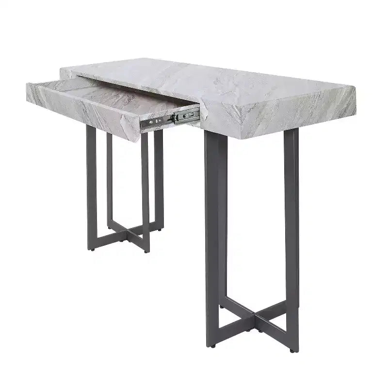 Set da 3 tavolini da caffè contemporanei Rohde con cassetti grigio/metallo color gomma -