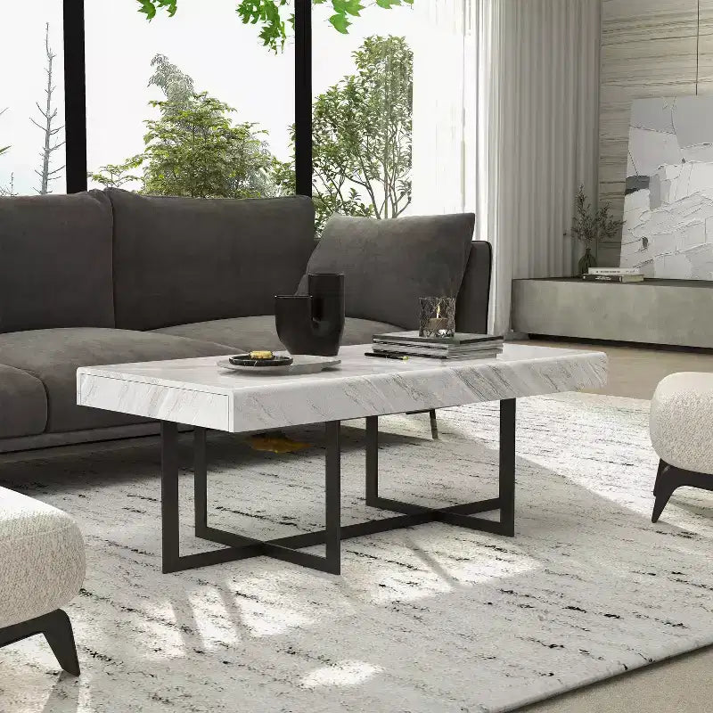Set da 3 tavolini da caffè contemporanei Rohde con cassetti grigio/metallo color gomma -