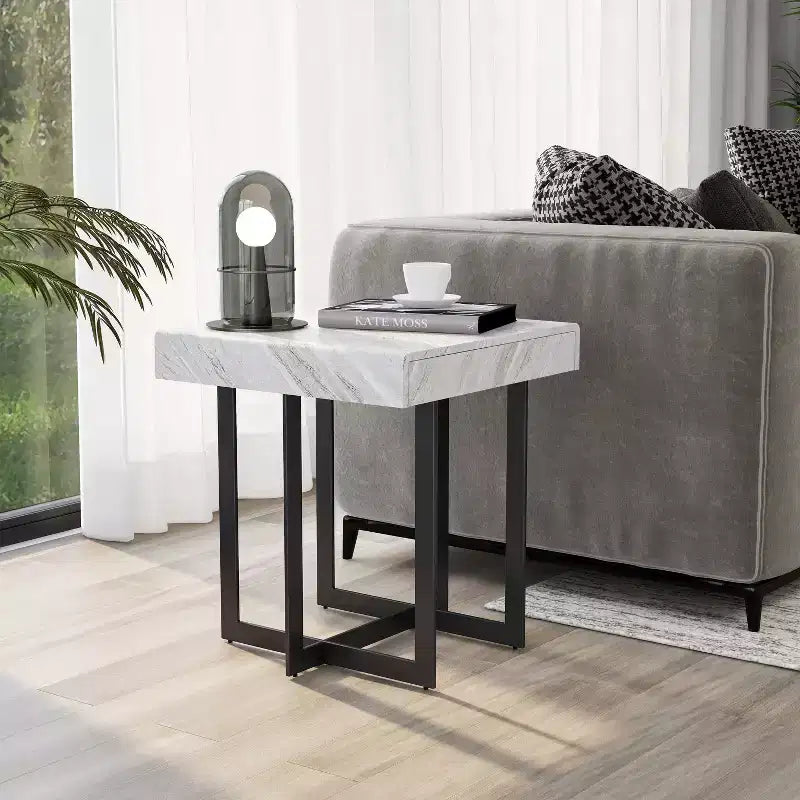 Set da 3 tavolini da caffè contemporanei Rohde con cassetti grigio/metallo color gomma -