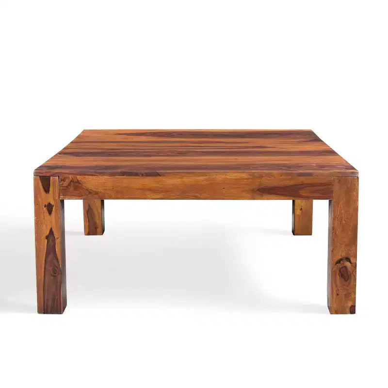 Tavolino da caffè quadrato basso cubo fatto a mano marrone - : Legno rustico, Finitura atossica, Vano portaoggetti, Design moderno