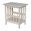 Mission Magazine End Table Unfinished - International Concepts: Hardwood Frame, Storage, Wood Legs, Rectangle Shape, 23.2" Height