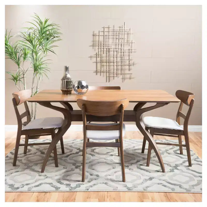 Set da pranzo Christopher Knight Home a 5 pezzi 60 Lucious con gambe curve