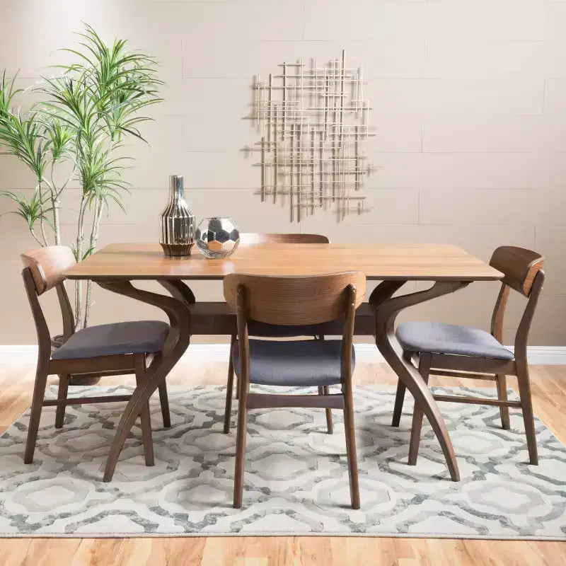 Set da pranzo Christopher Knight Home a 5 pezzi 60 Lucious con gambe curve