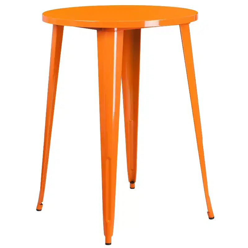 Flash Furniture Set Tavolo da Bar Rotondo 30" in Metallo per Interni-Esterni di Grado Commerciale con 2 Sgabelli Senza Schienale con Seduta Quadrata